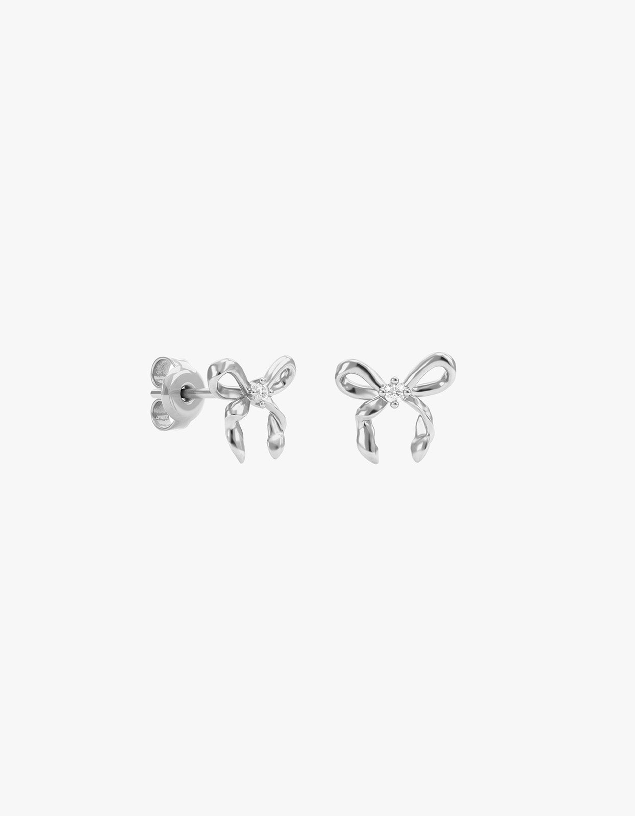 Forever More Bow Stud Earrings - Sterling Silver