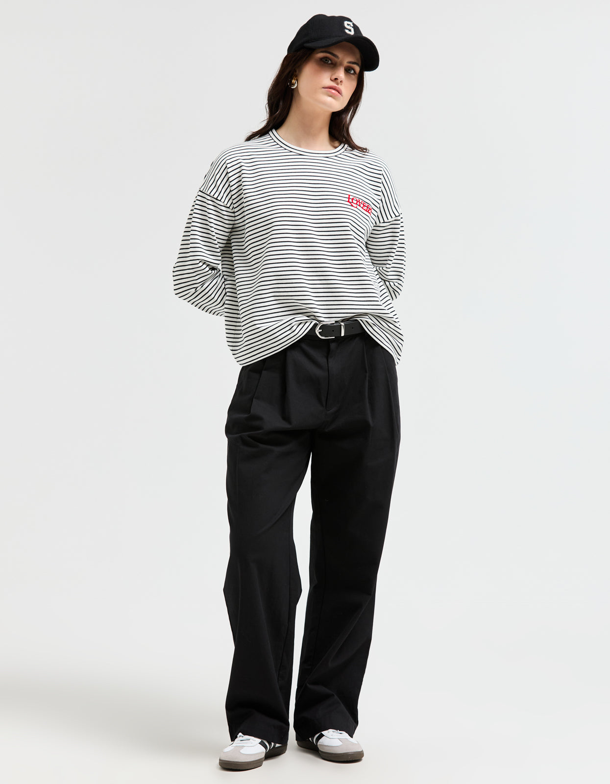 The Sky Stripe Long Sleeve Tee - Black/White