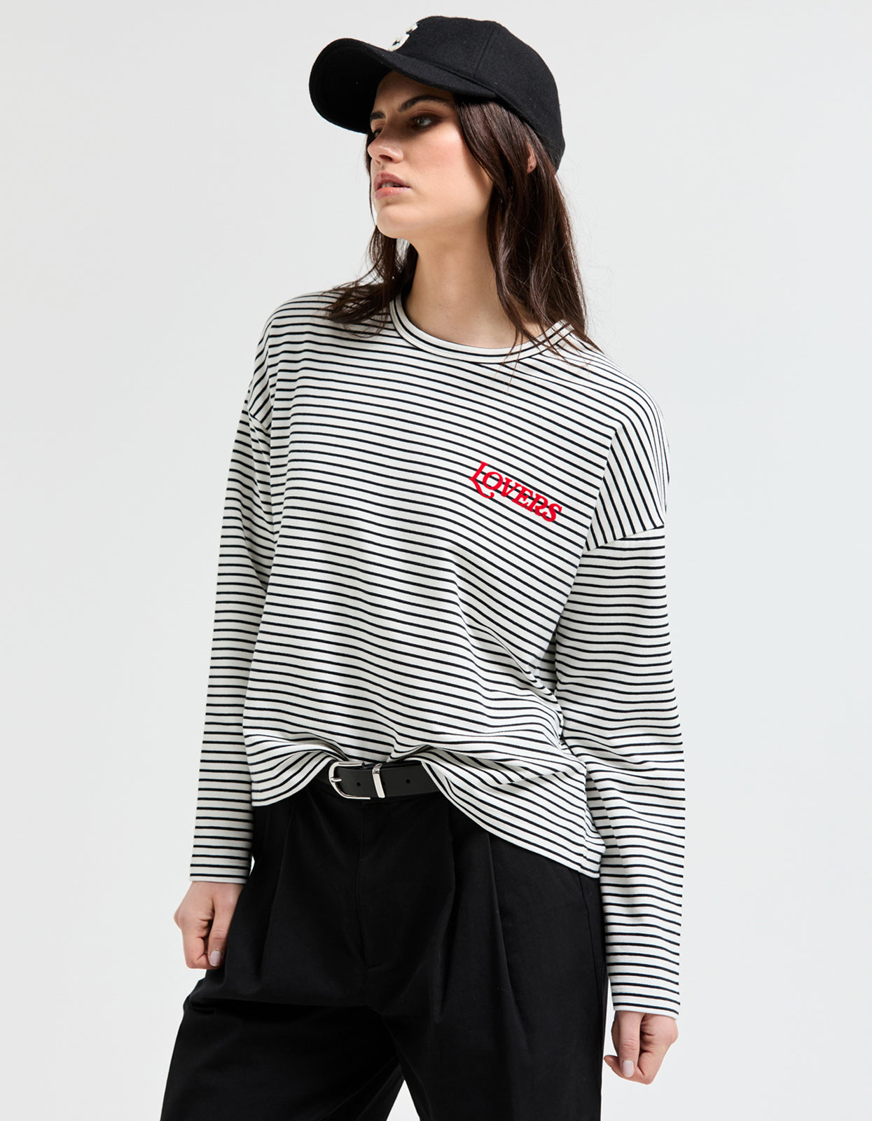 The Sky Stripe Long Sleeve Tee - Black/White
