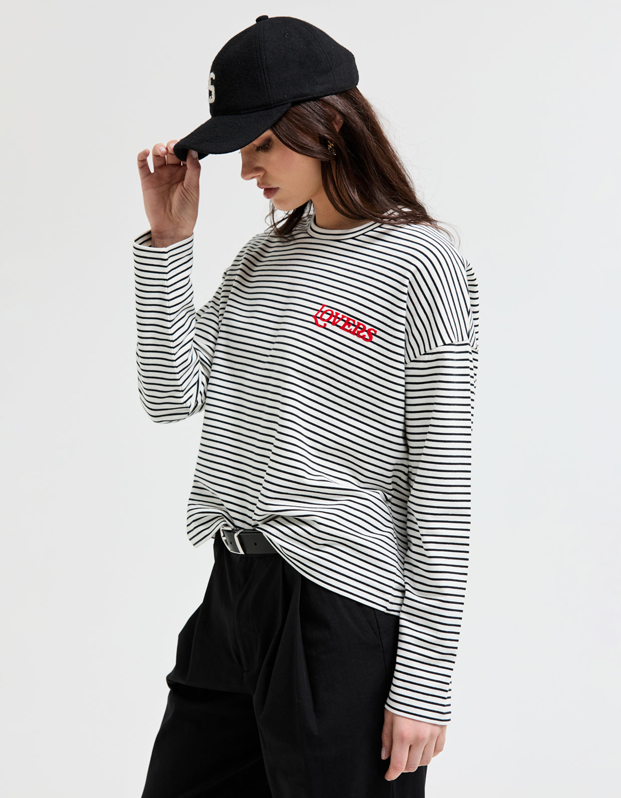 The Sky Stripe Long Sleeve Tee - Black/White