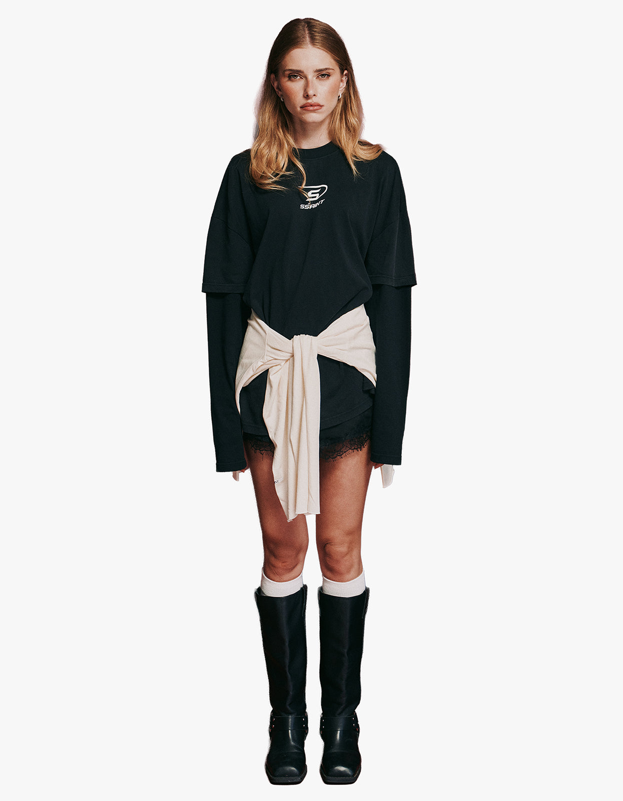 Round One Layered Tee - Vintage Black