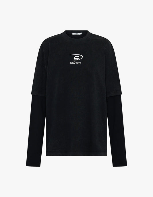 Round One Layered Tee - Vintage Black