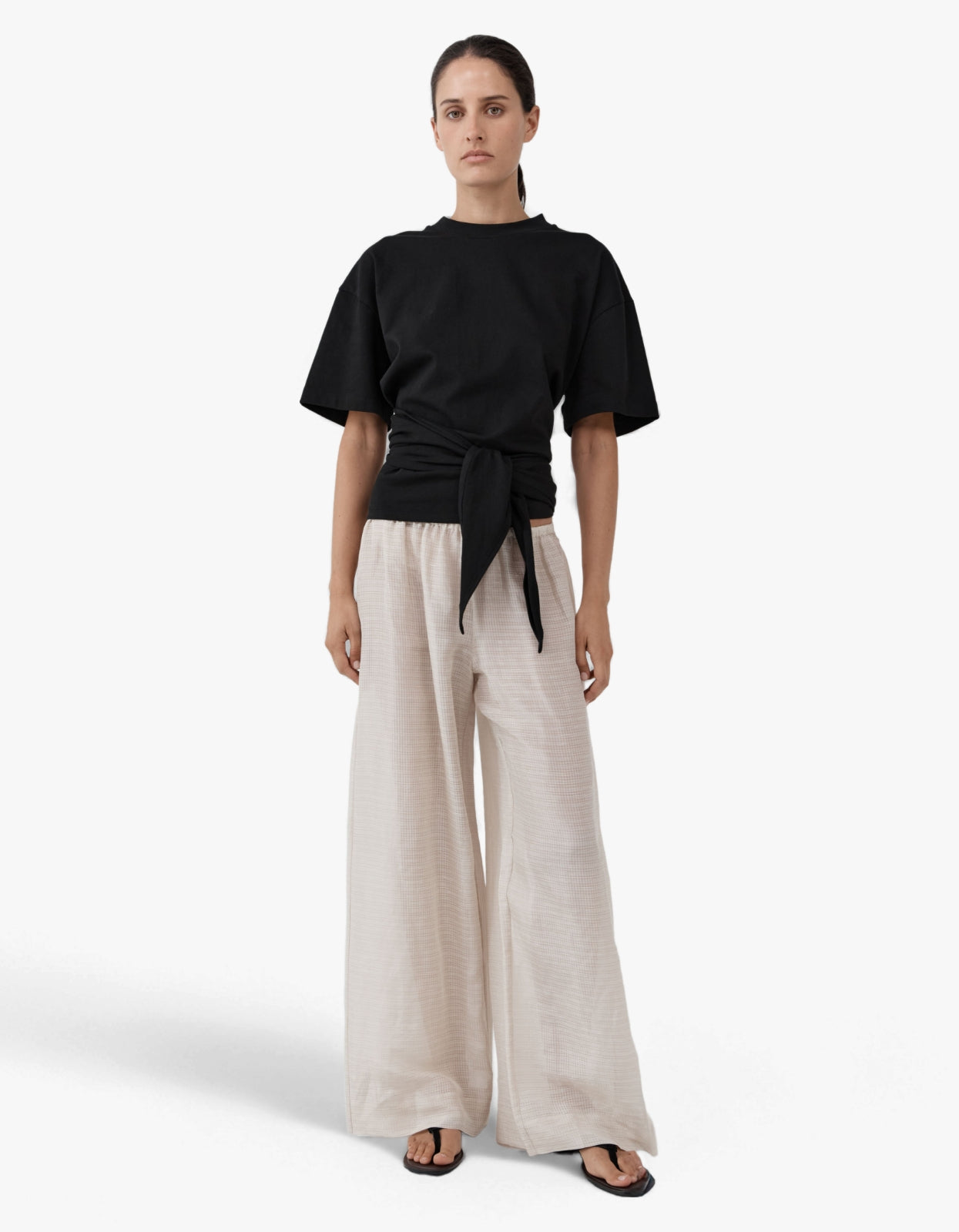 Cotton Jersey Split Back Tee - Black