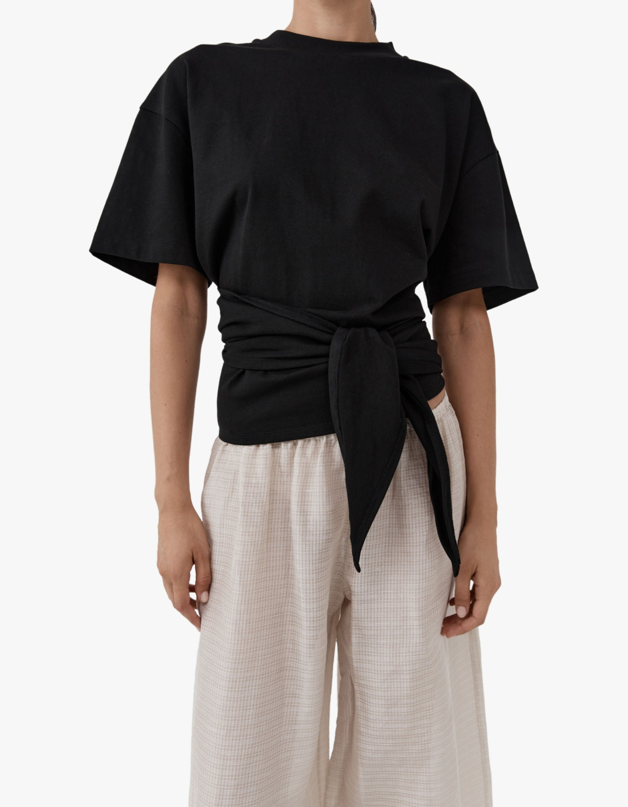 Cotton Jersey Split Back Tee - Black