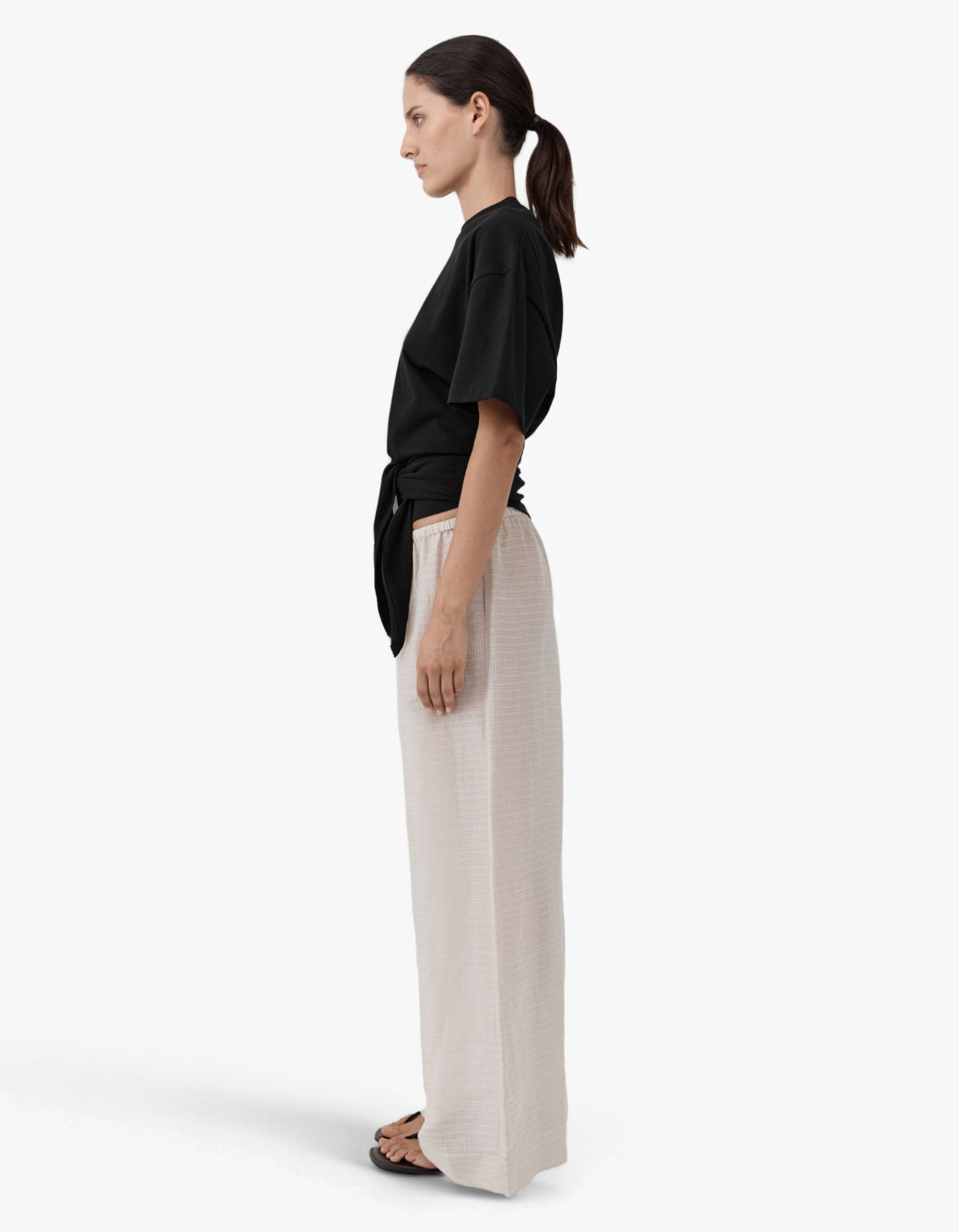 Cotton Jersey Split Back Tee - Black