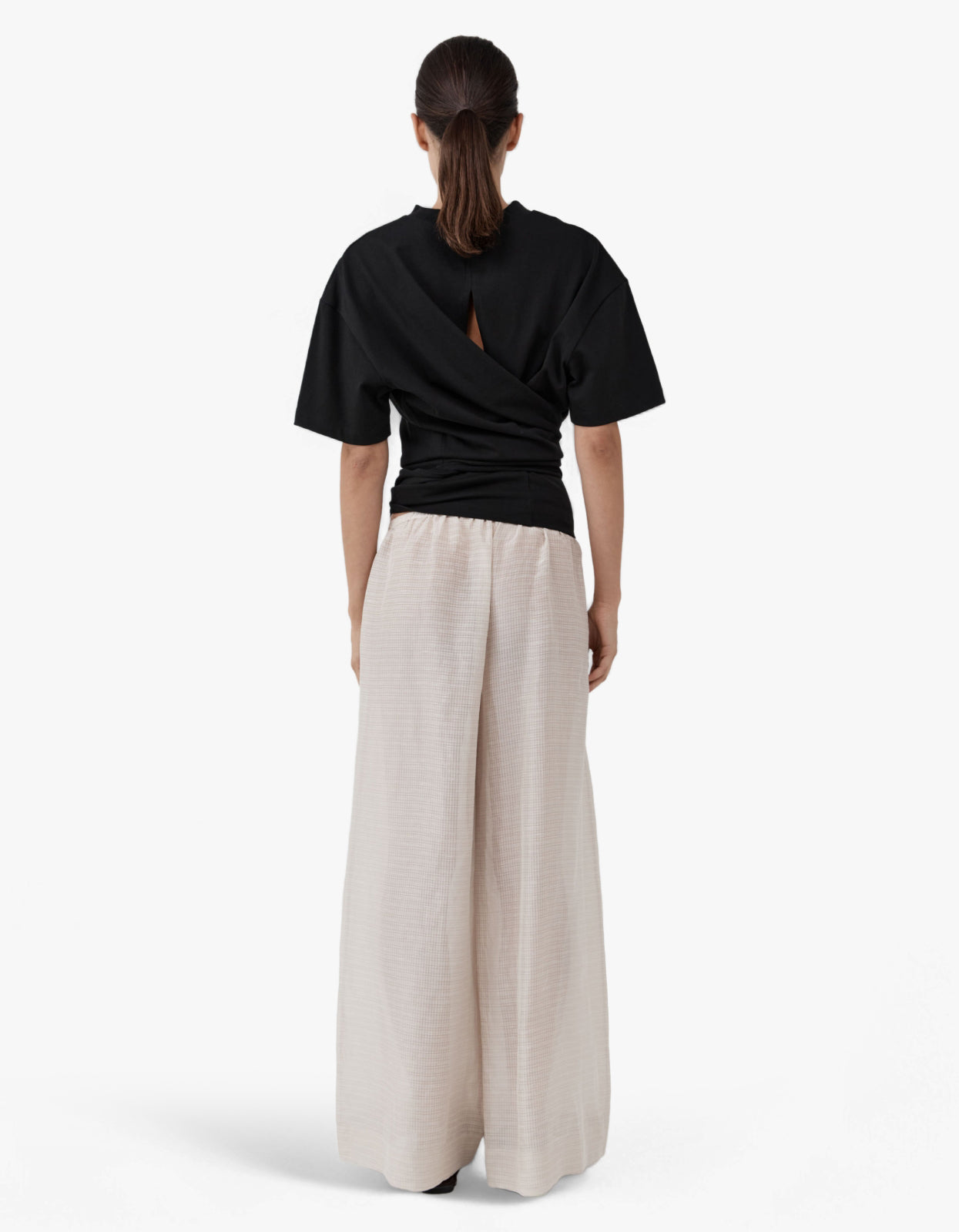 Cotton Jersey Split Back Tee - Black