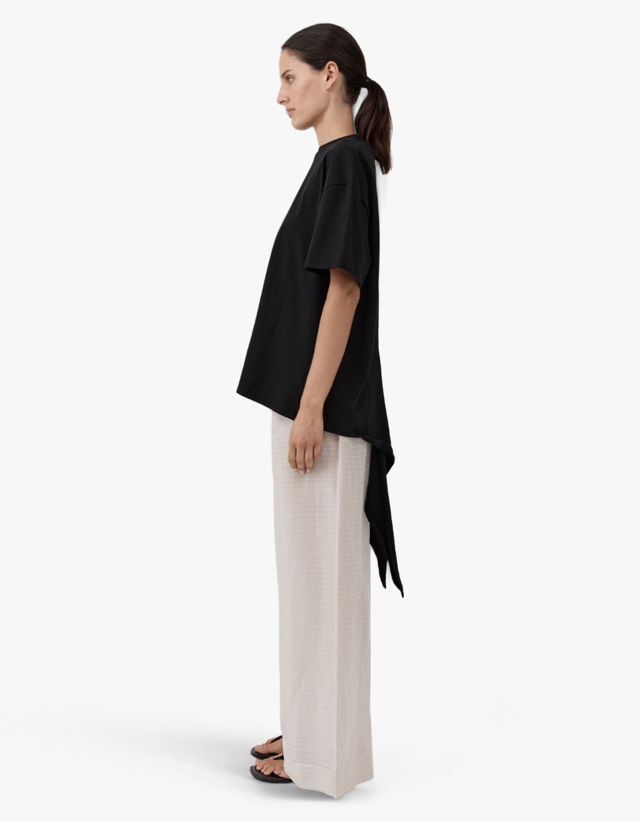 Cotton Jersey Split Back Tee - Black