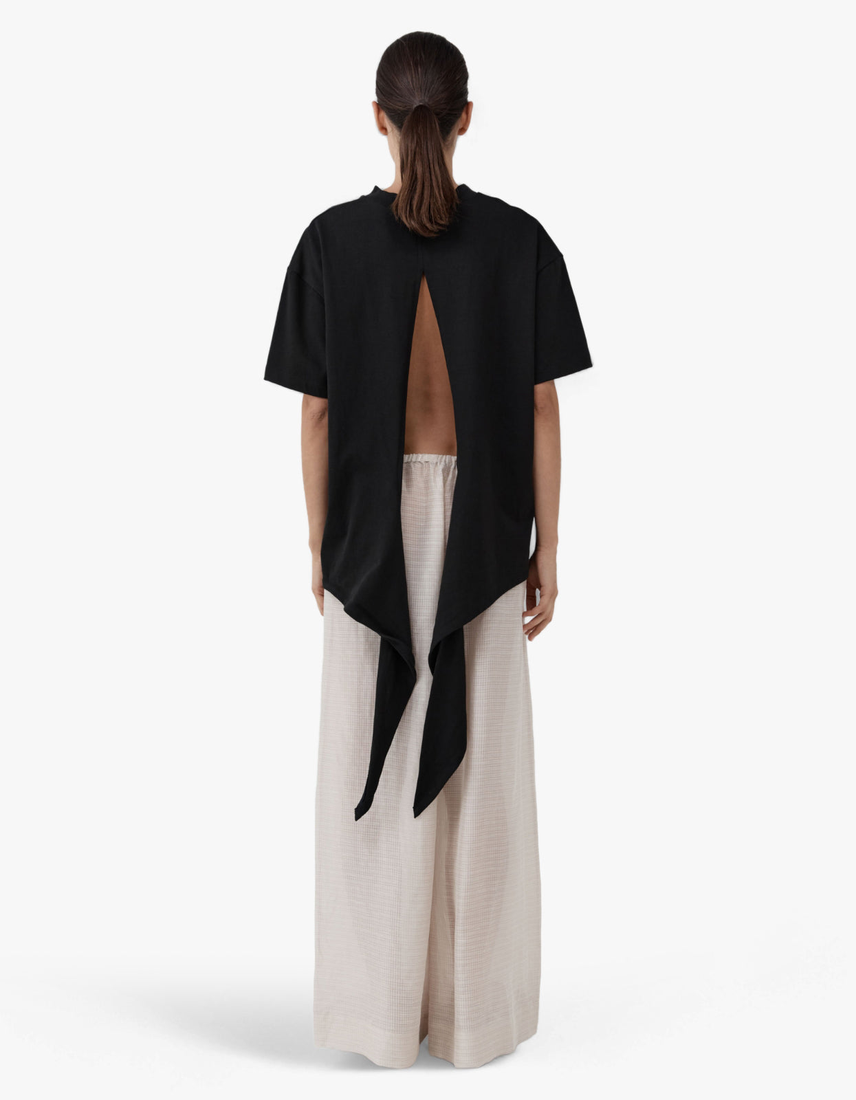 Cotton Jersey Split Back Tee - Black