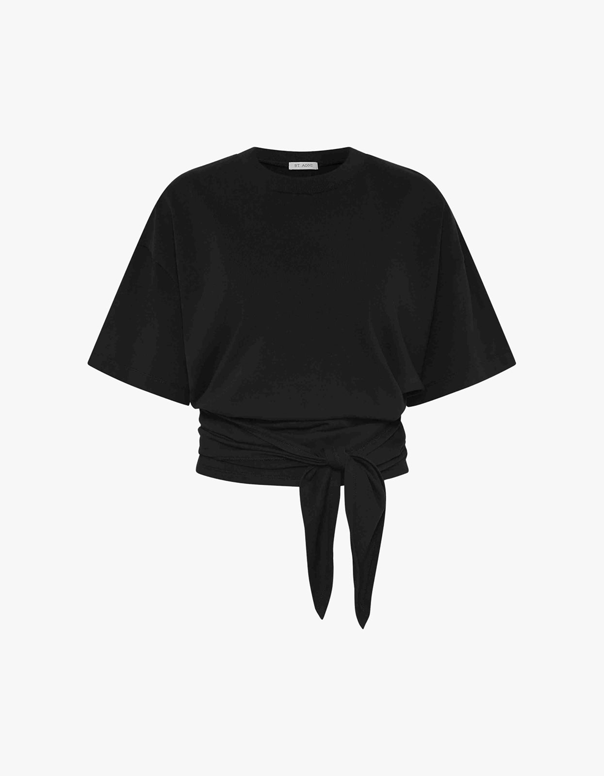 Cotton Jersey Split Back Tee - Black