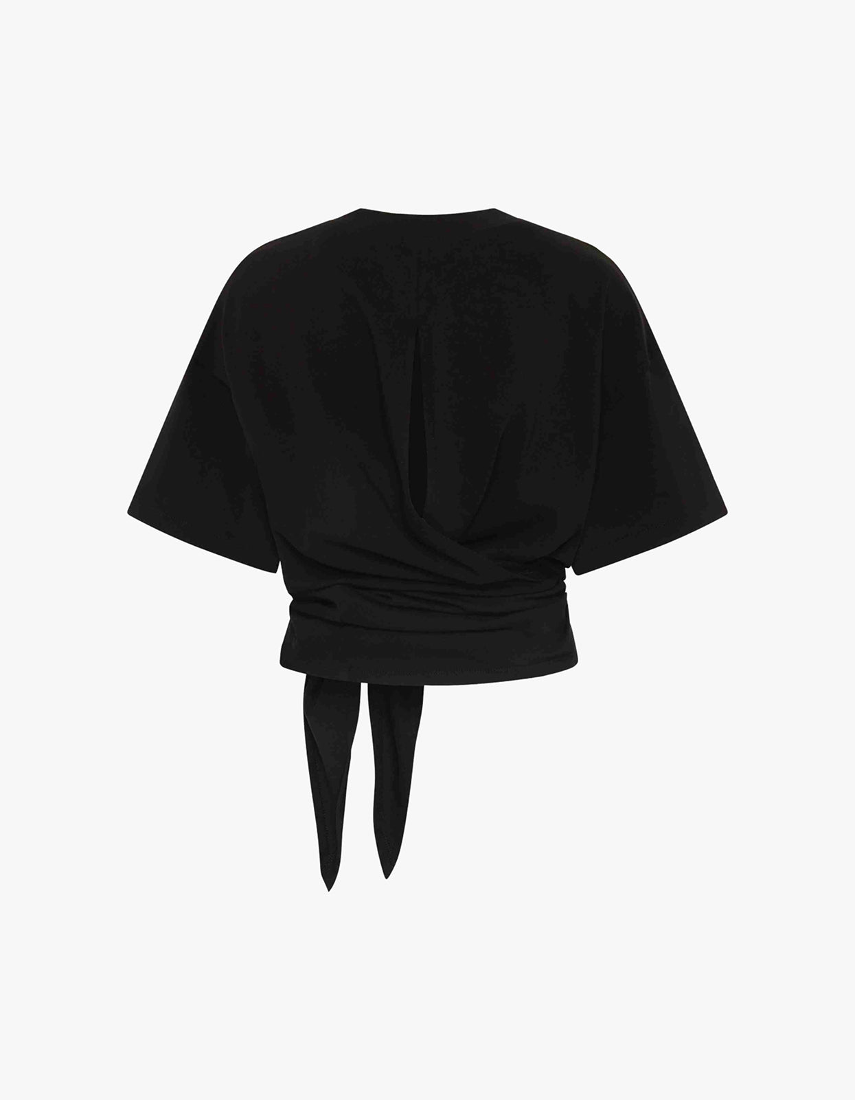 Cotton Jersey Split Back Tee - Black