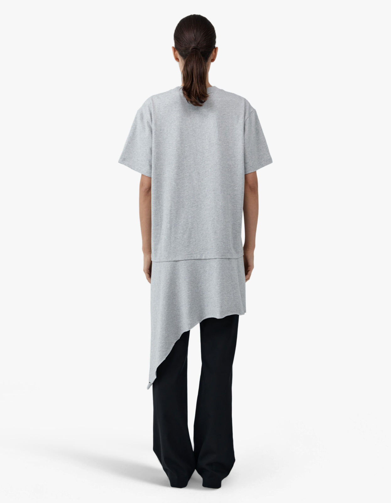 Layered Tee Mini Dress - Light Grey Marle