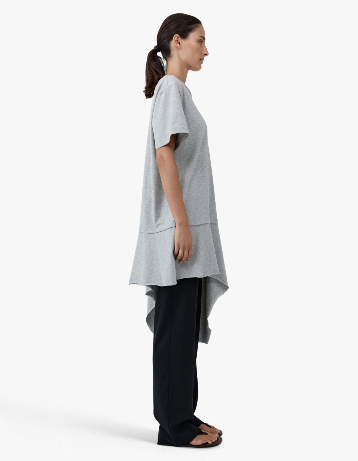 Layered Tee Mini Dress - Light Grey Marle