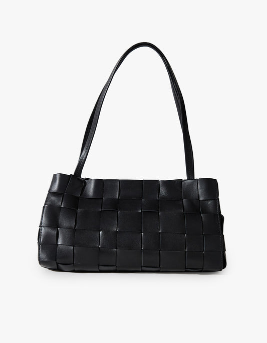 Slim Woven Tote Bag - Black