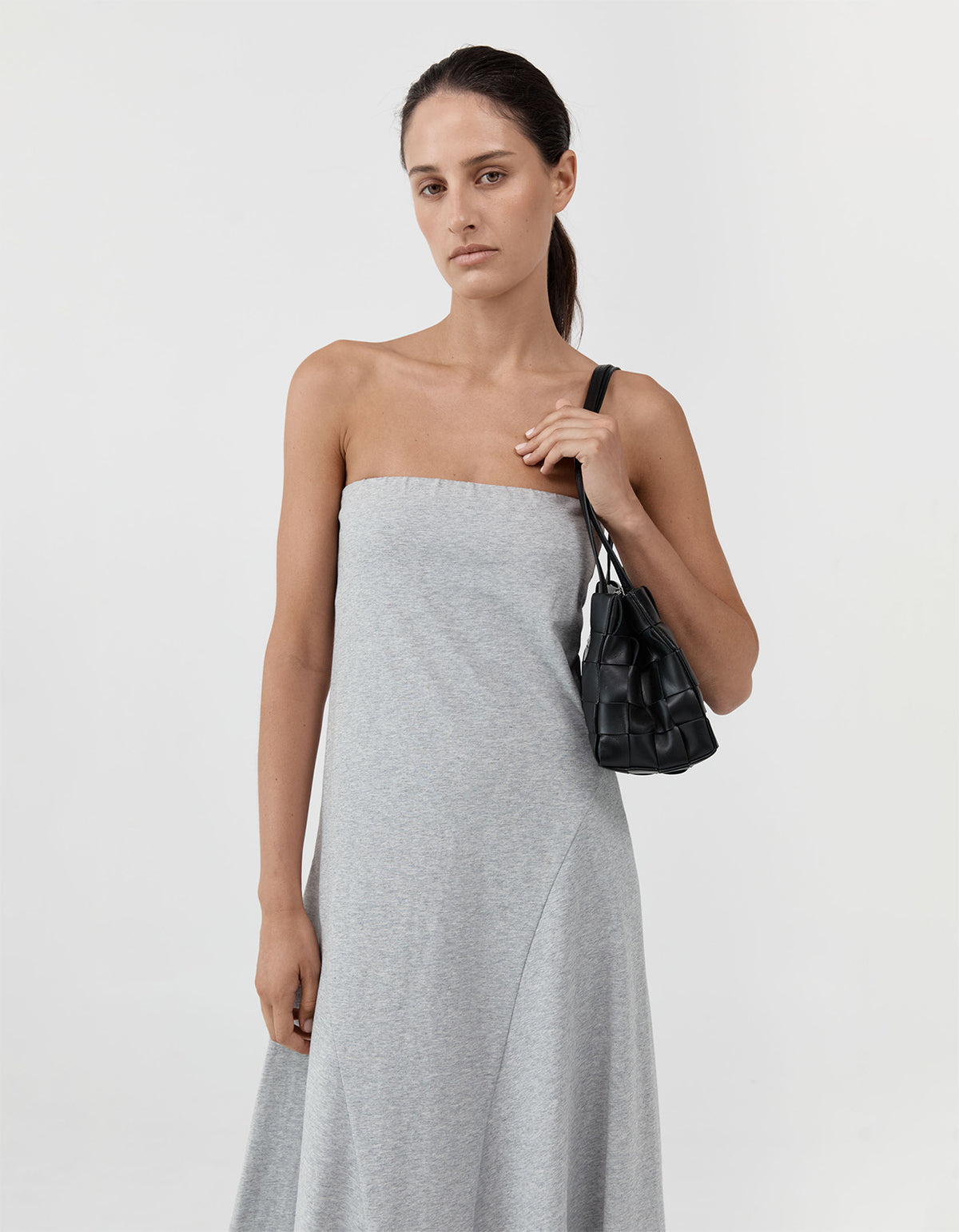 Slim Woven Tote Bag - Black