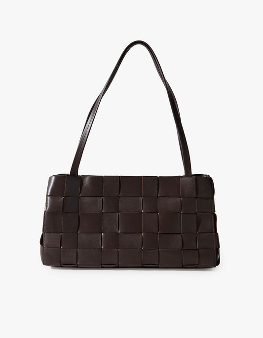 Slim Woven Tote Bag - Chocolate