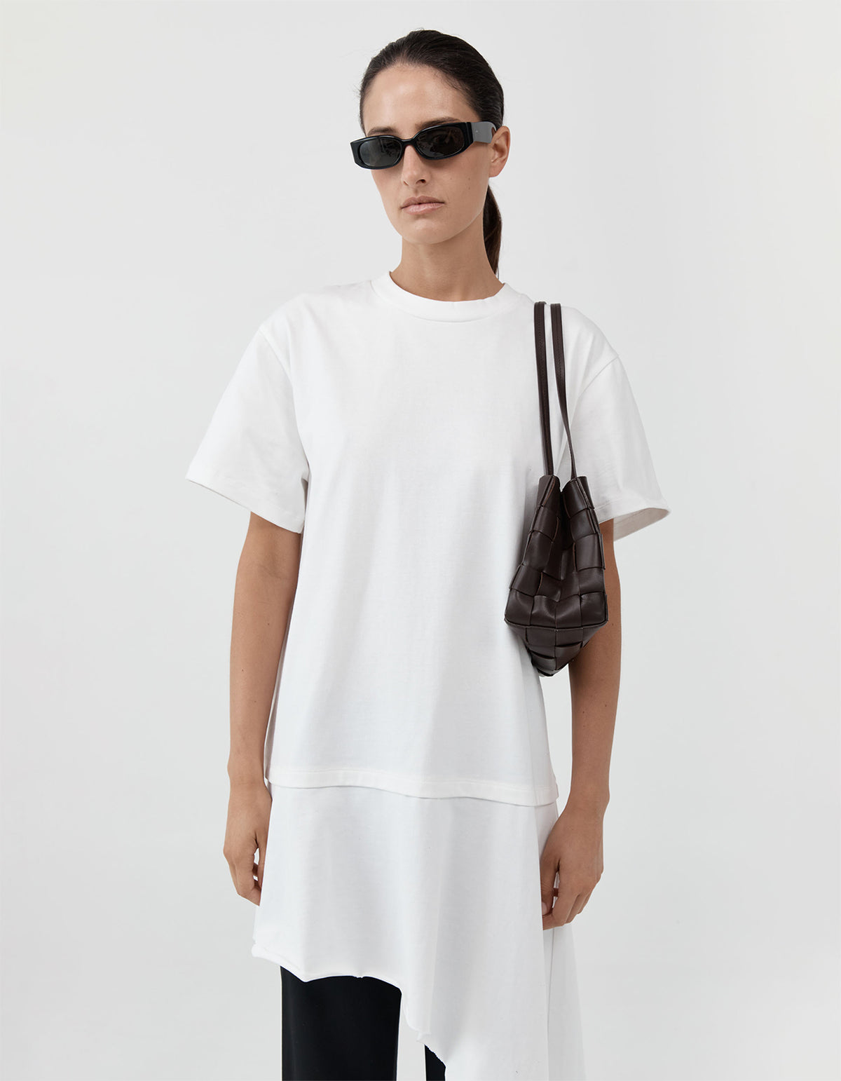 Slim Woven Tote Bag - Chocolate