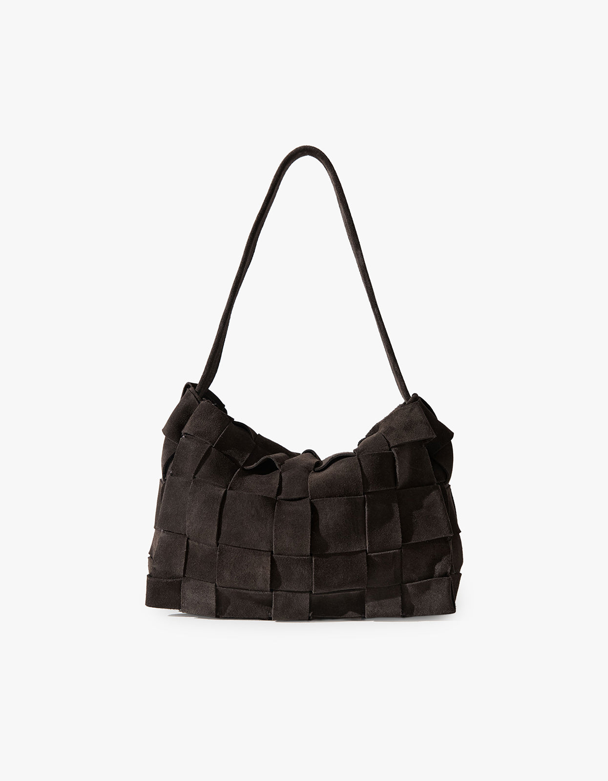Suede Woven Envelope Mini Tote - Chocolate