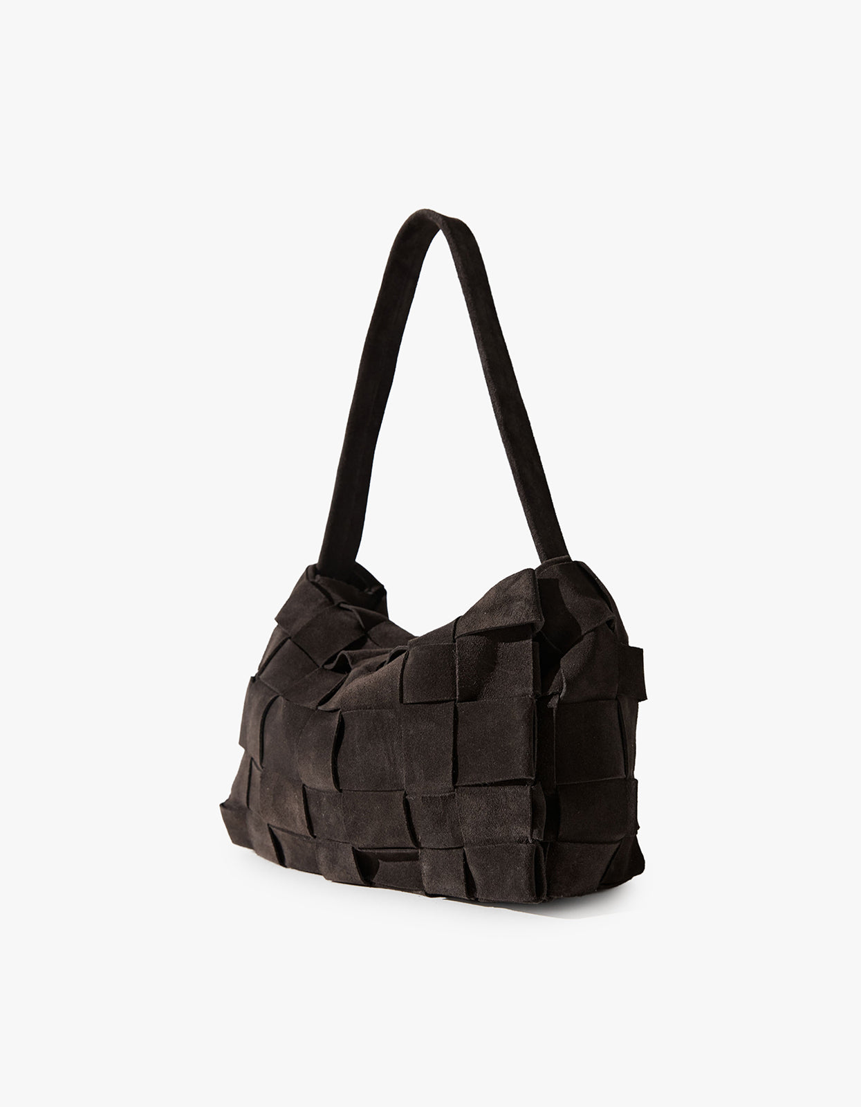 Suede Woven Envelope Mini Tote - Chocolate