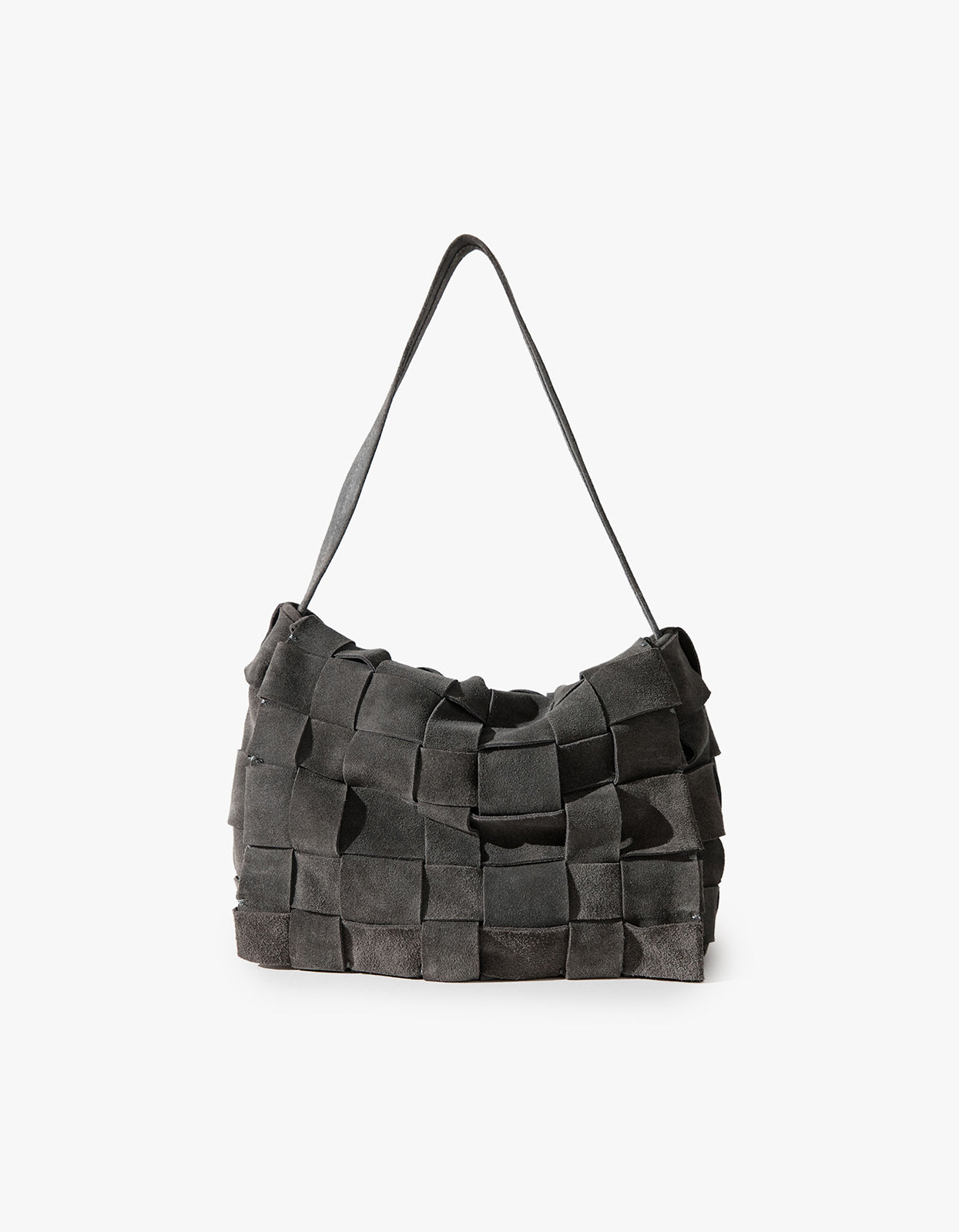 Suede Woven Envelope Mini Tote - Steel