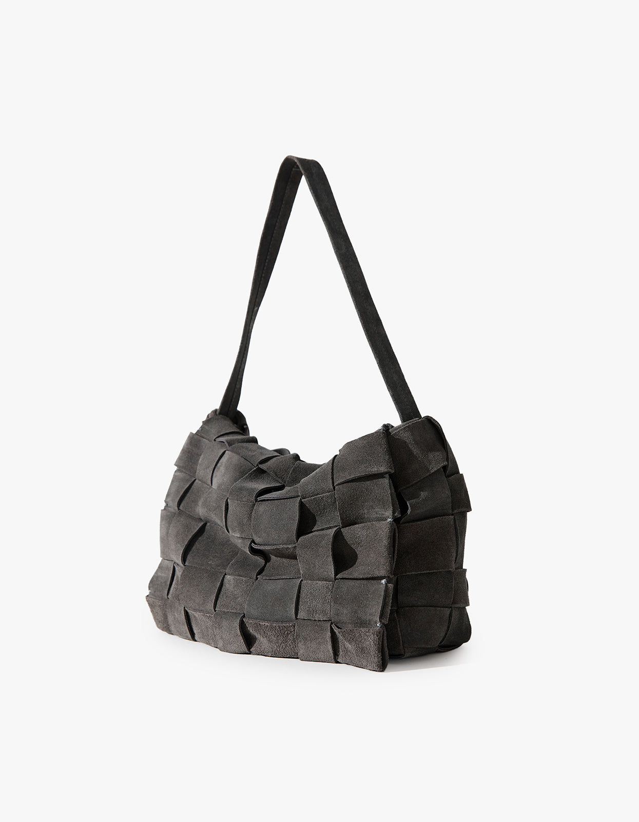 Suede Woven Envelope Mini Tote - Steel