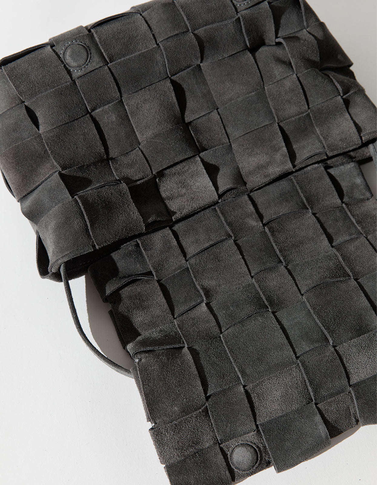 Suede Woven Envelope Mini Tote - Steel