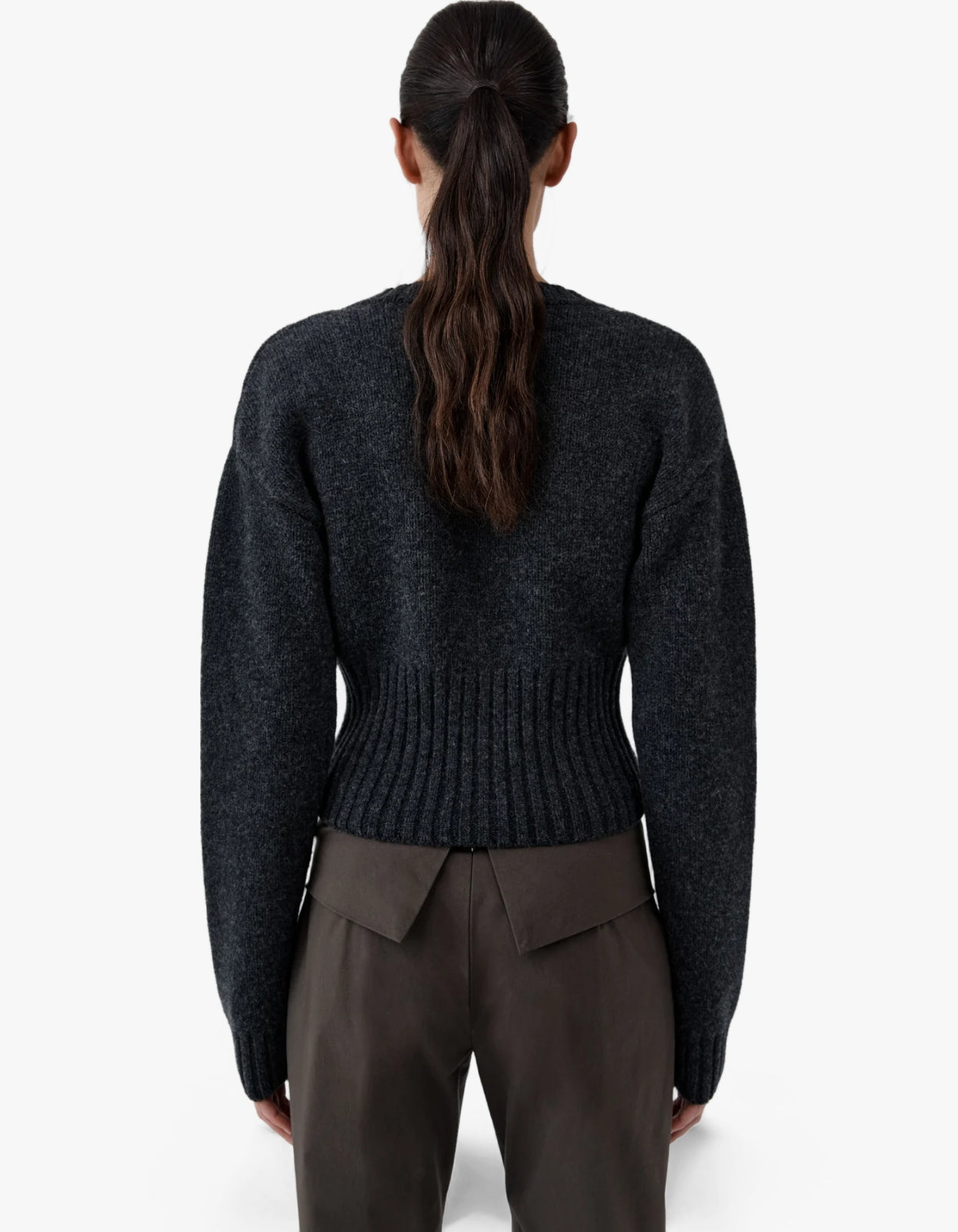 Wool Cardigan - Dark Charcoal Melange