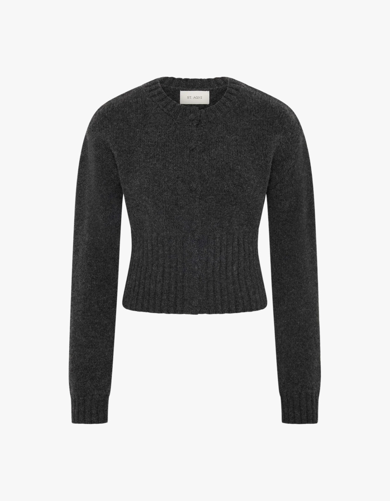 Wool Cardigan - Dark Charcoal Melange