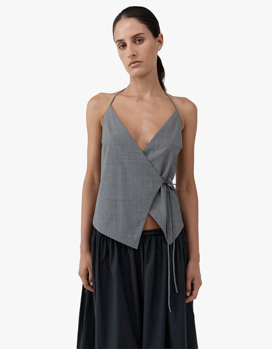 Wool Rouleau Halter Top - Pumice
