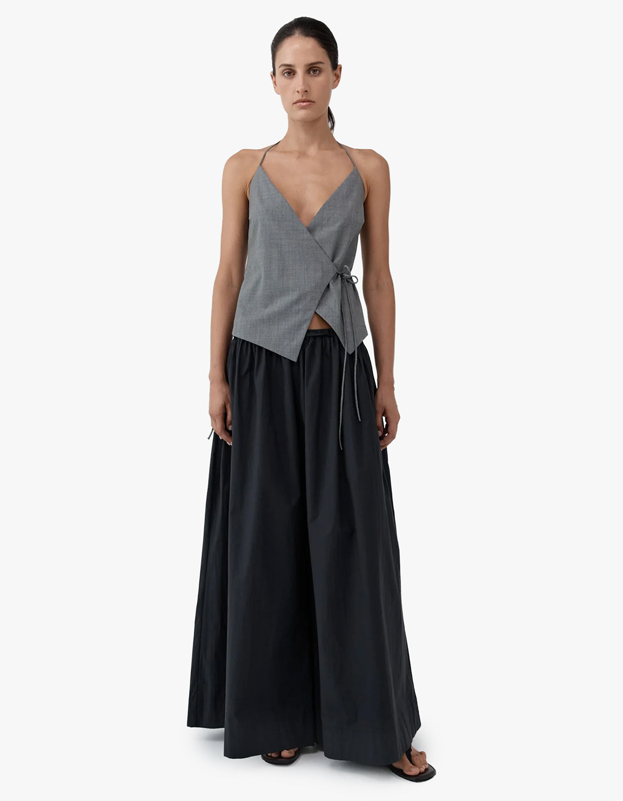 Wool Rouleau Halter Top - Pumice