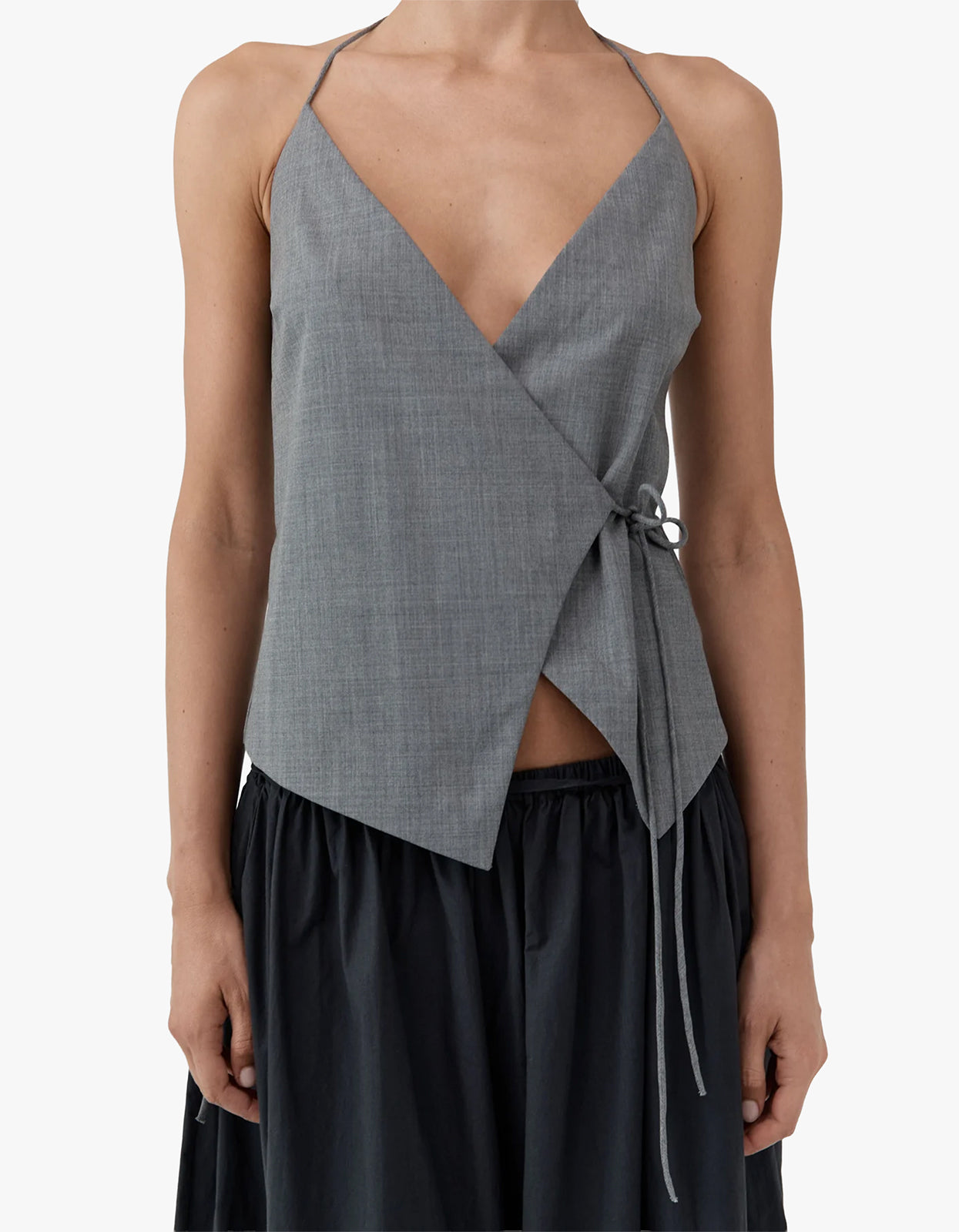 Wool Rouleau Halter Top - Pumice