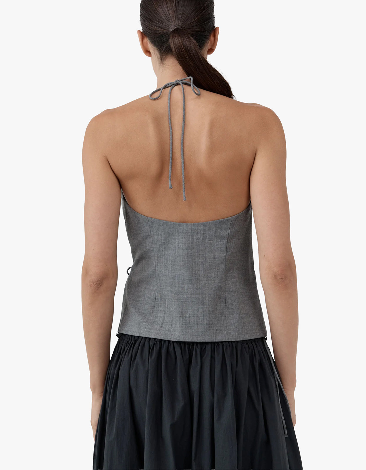 Wool Rouleau Halter Top - Pumice
