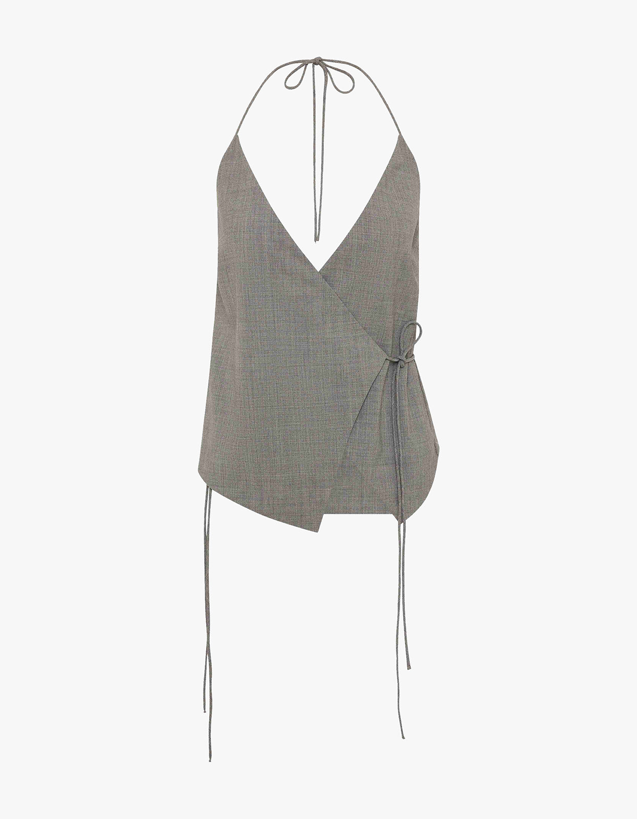 Wool Rouleau Halter Top - Pumice