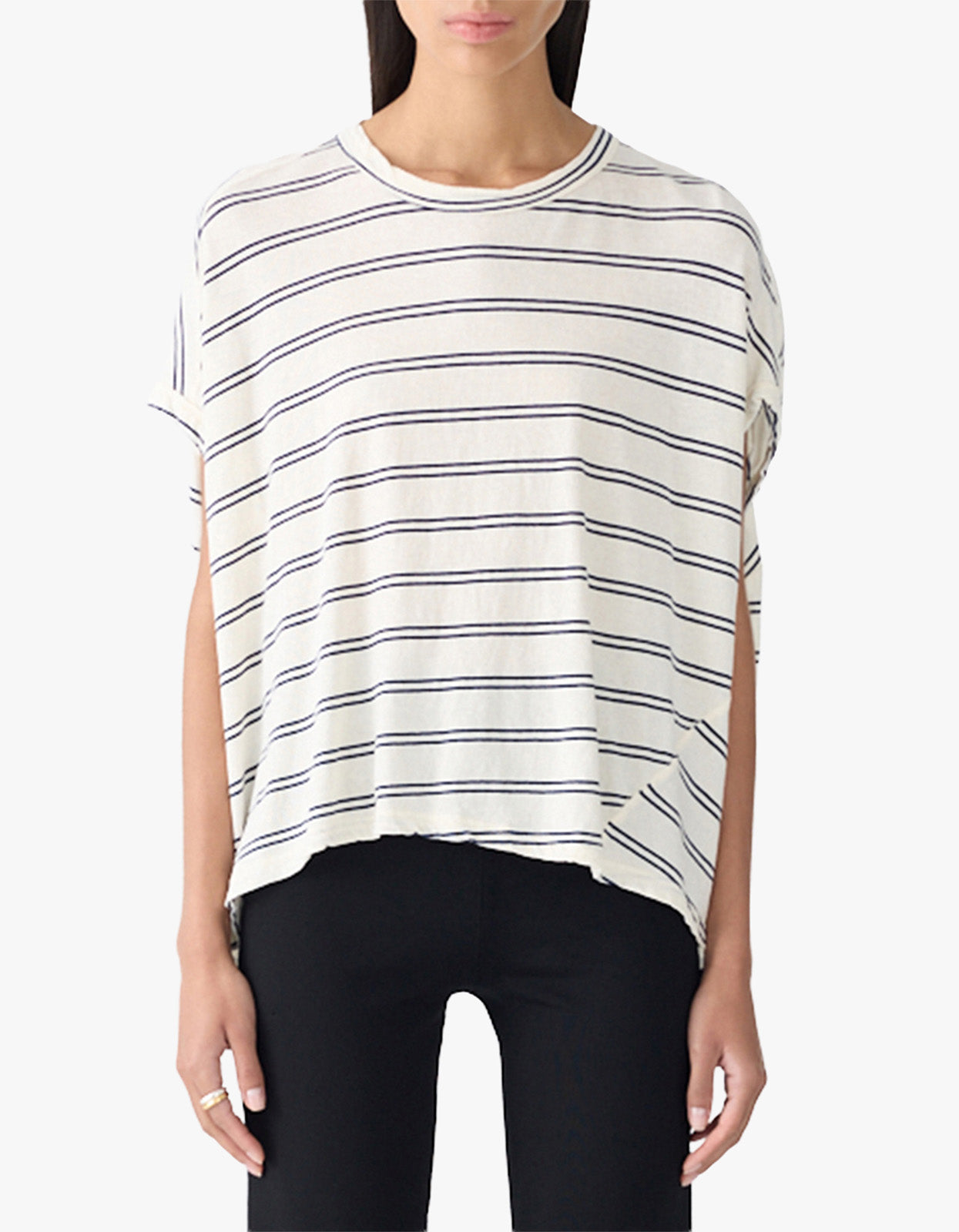 Stripe Circle T.Shirt - Navy/ Undyed