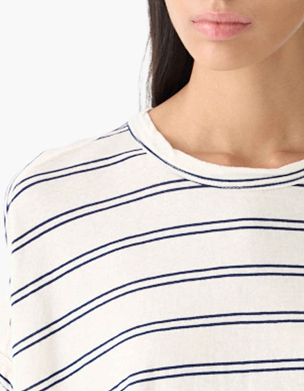 Stripe Circle T.Shirt - Navy/ Undyed