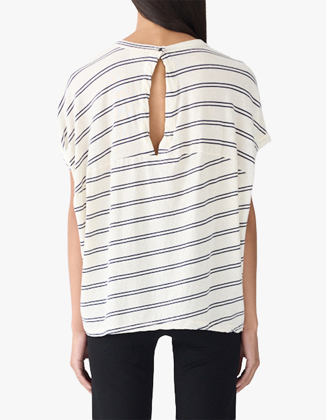 Stripe Circle T.Shirt - Navy/ Undyed