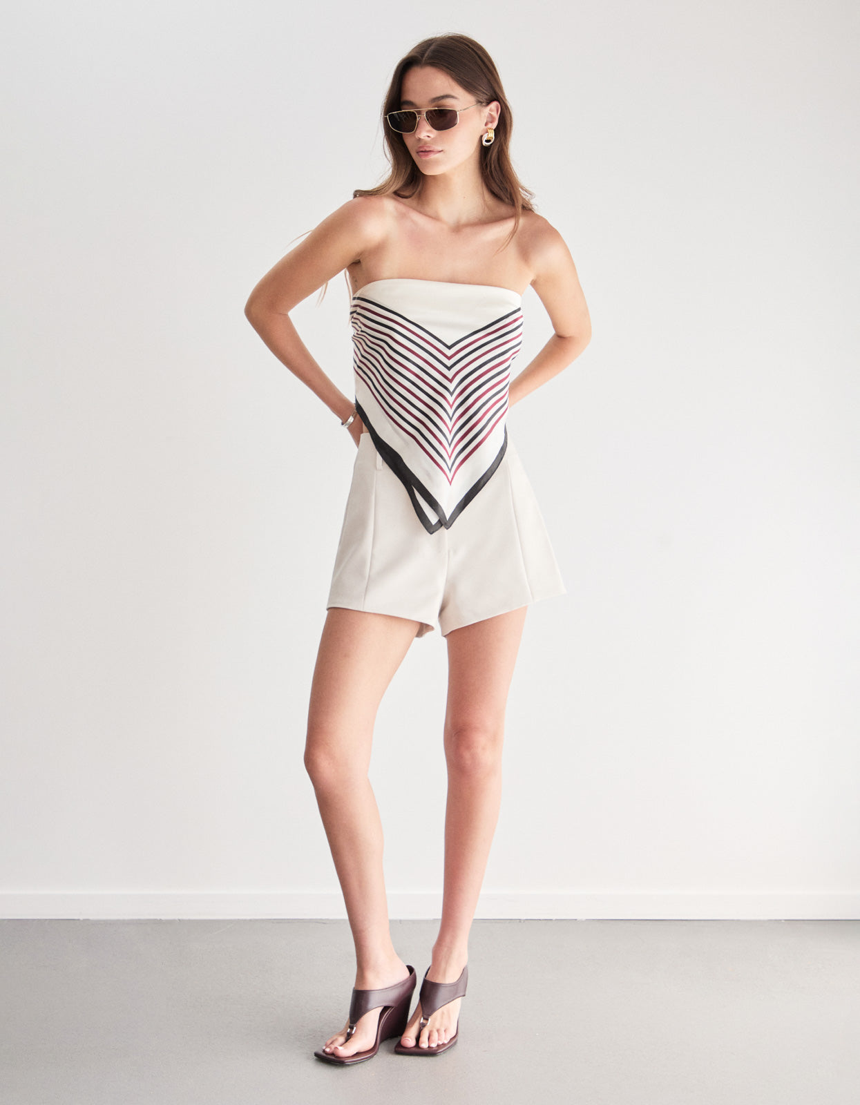 Stripe Silk Scarf - Ivory