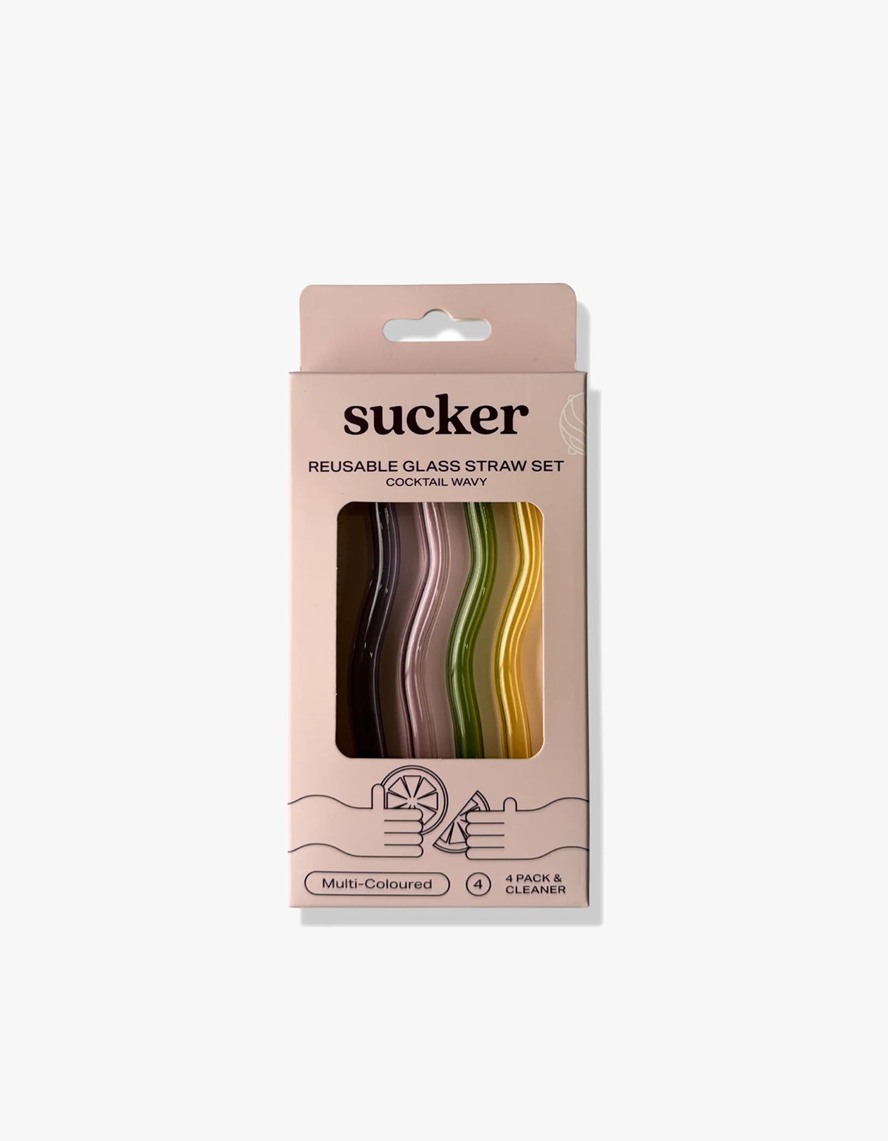 Cocktail Wavy Glass Straws - Multi