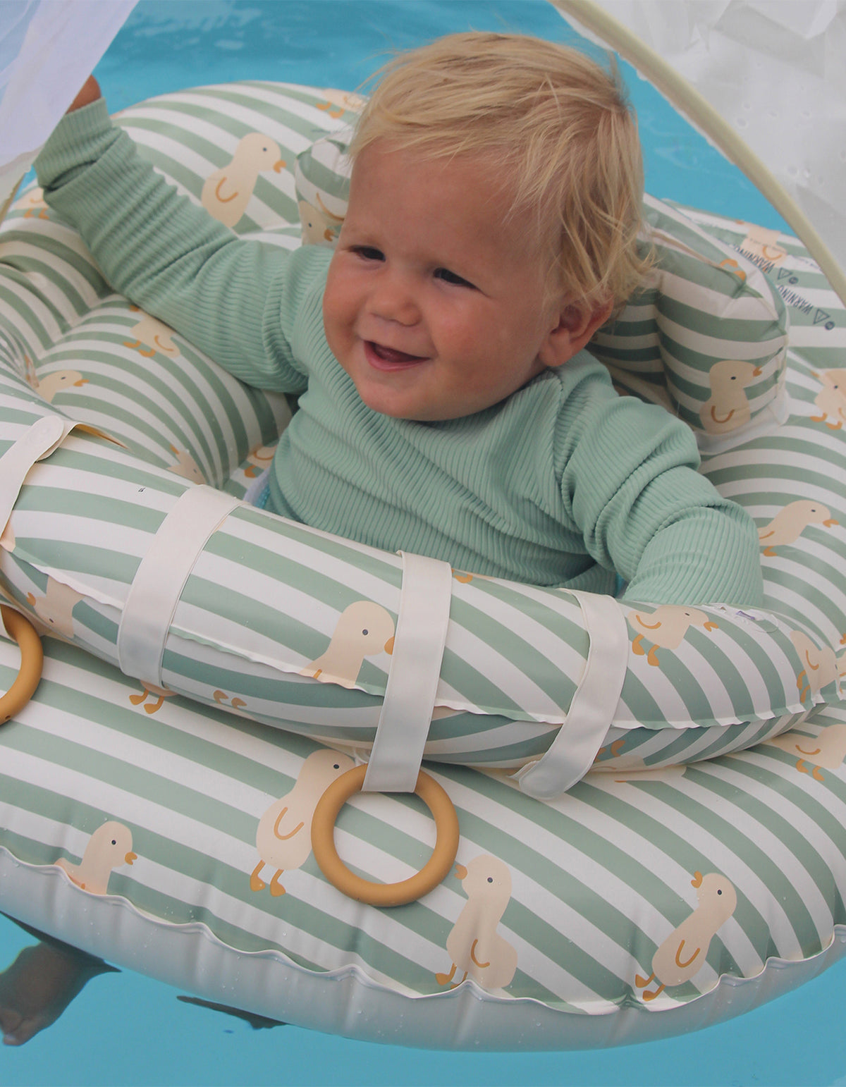 Interactive Baby Float - Duck Sage Stripe