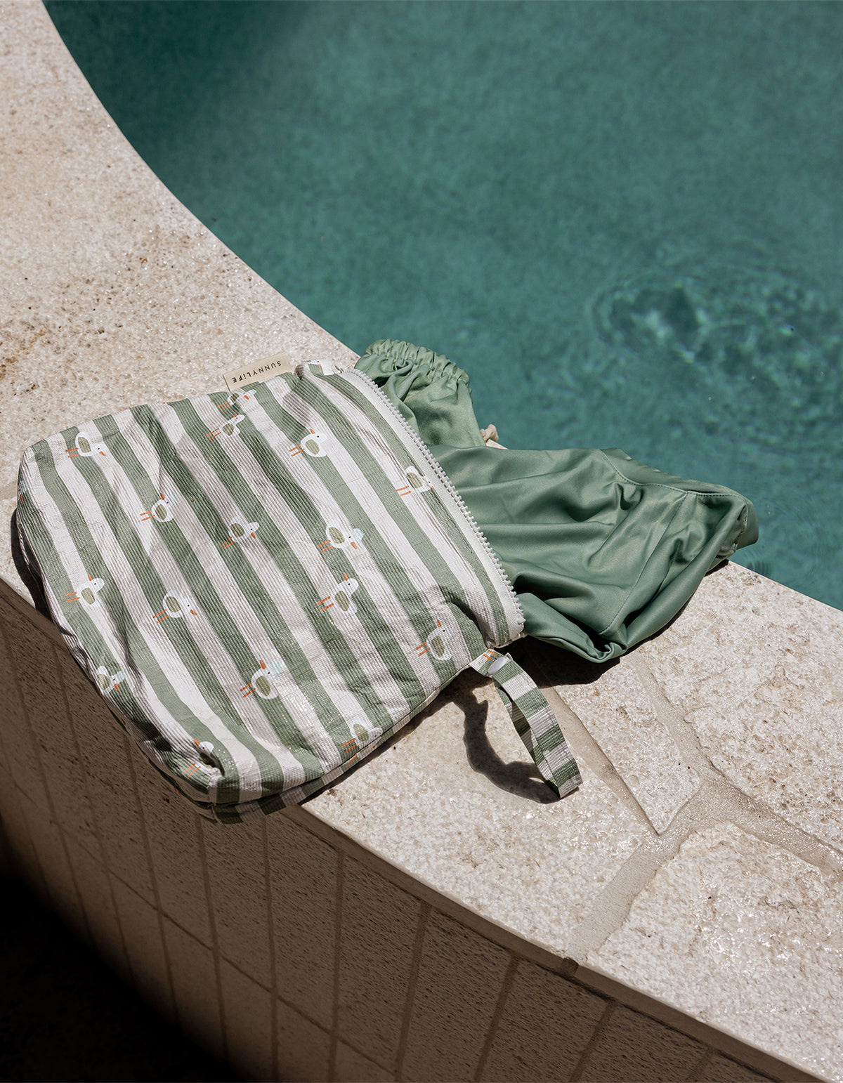 Wet Bag - Seagull Green Stripe