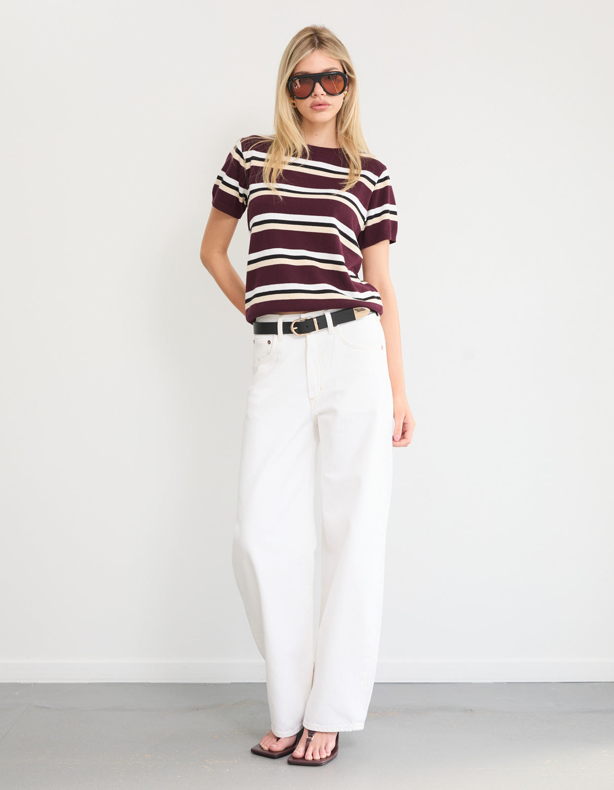 Capri Tee - Burgundy Stripe