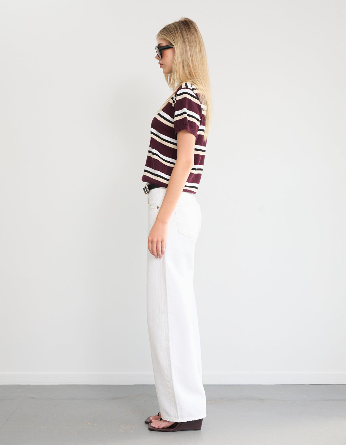 Capri Tee - Burgundy Stripe