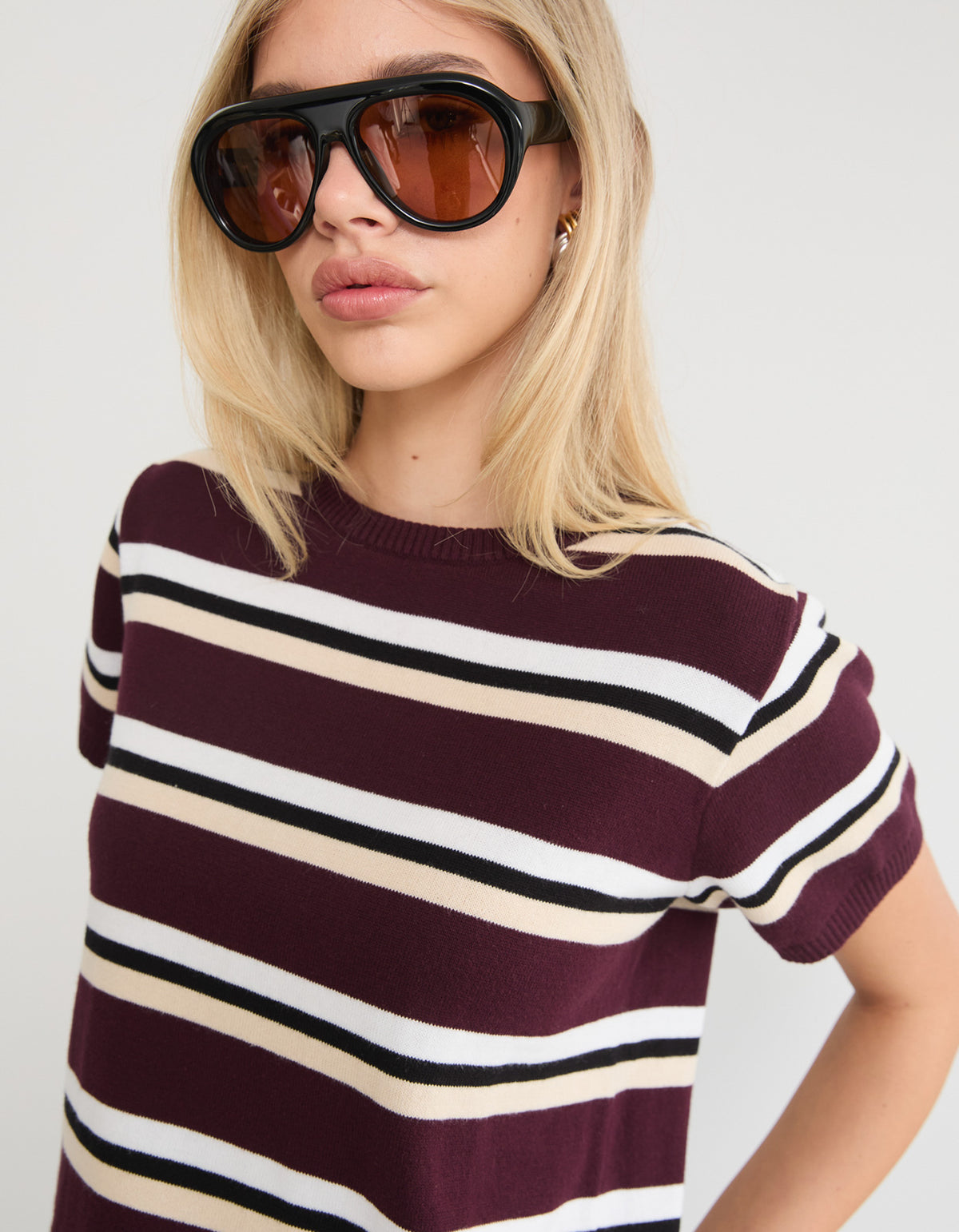 Capri Tee - Burgundy Stripe