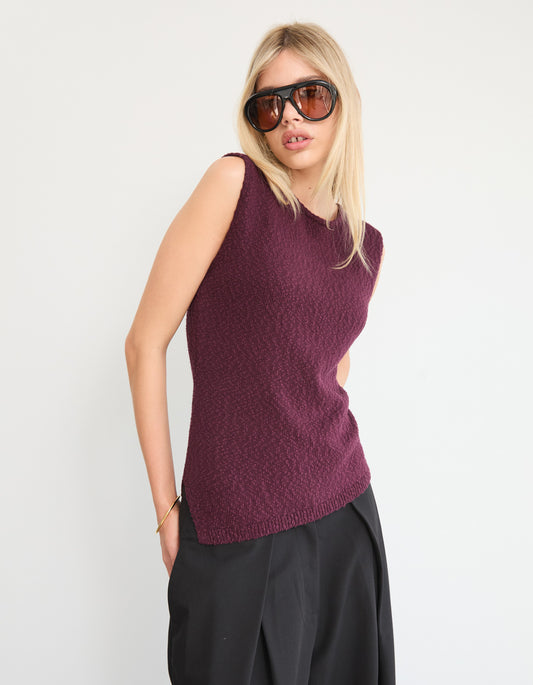 Havana Knit Vest - Berry