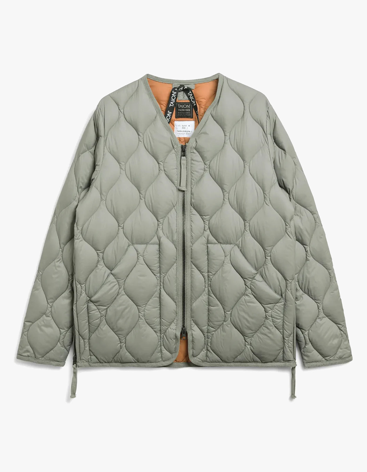 Soft Shell Military V Neck W Zip Down Jacket - Dark Sage Green