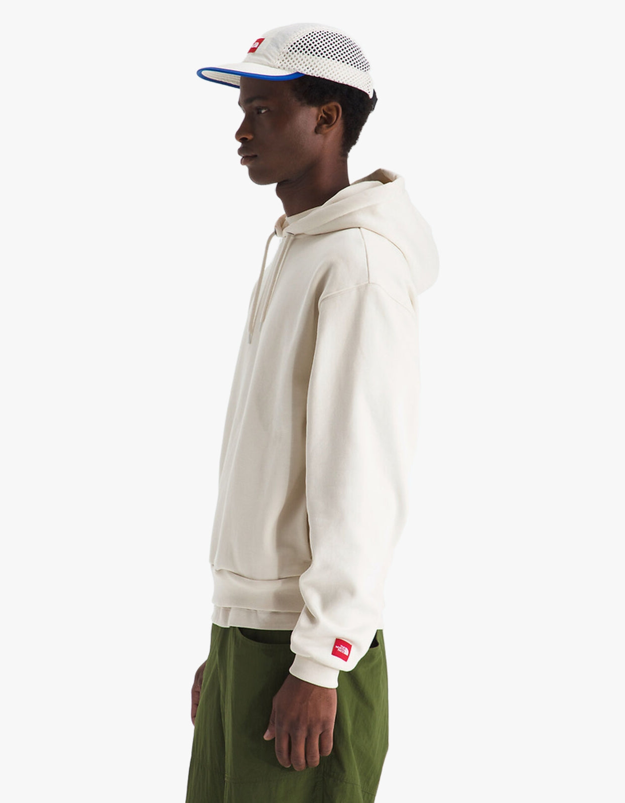 Mens Red Box Hoodie - White Dune