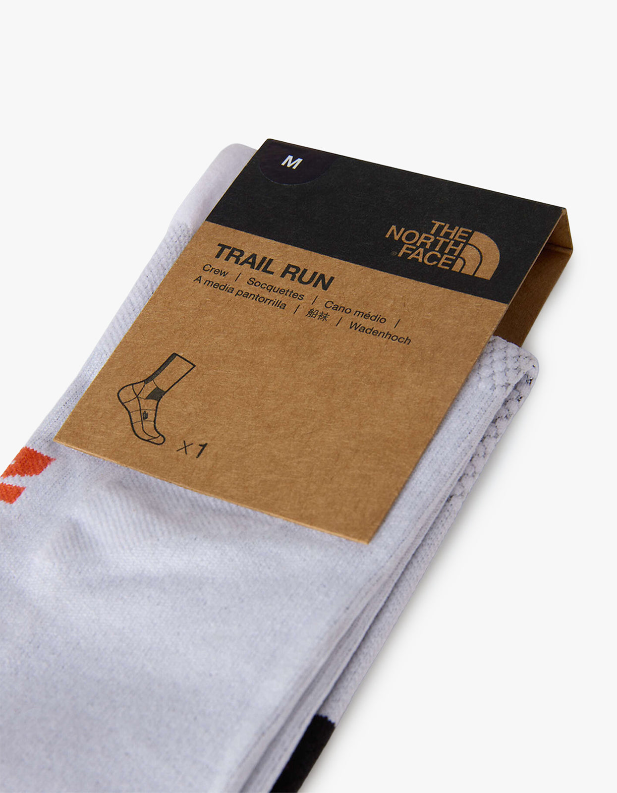 Never Stop Trail Run Crew Sock - TNF White-Acrylic Orange