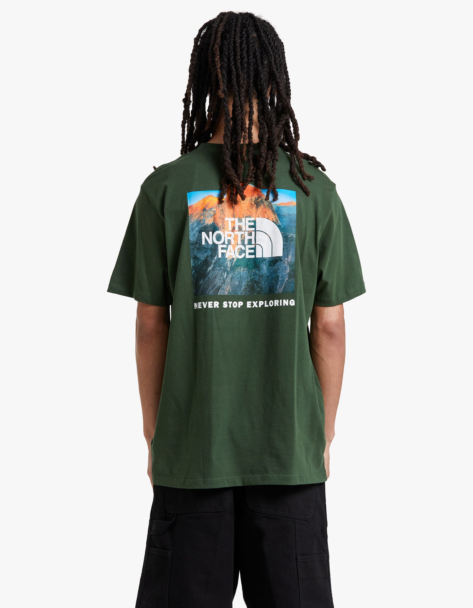 The north face never sale stop exploring t shirt