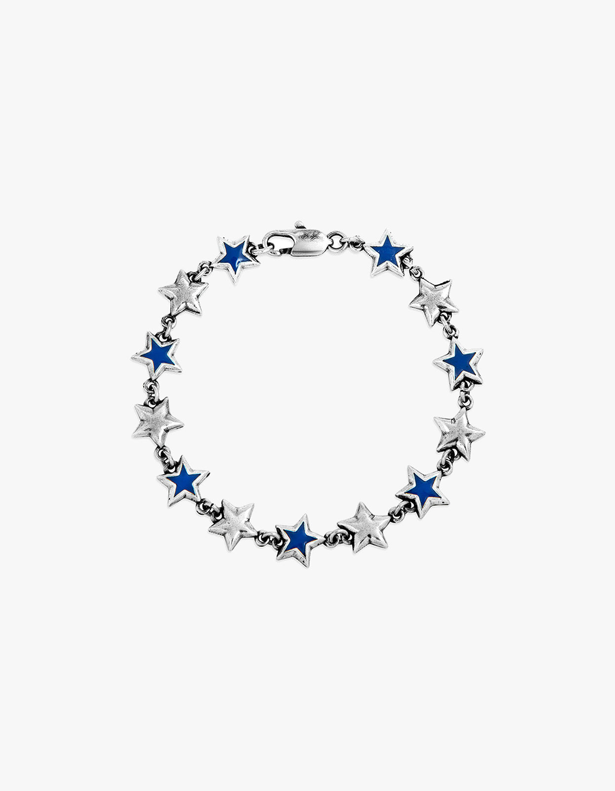 Blue Enameled Stars Bracelet - Silver