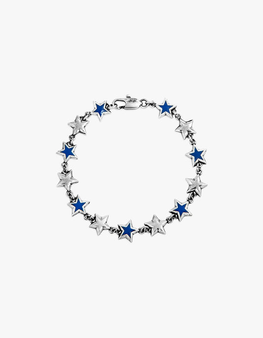 Blue Enameled Stars Bracelet - Silver