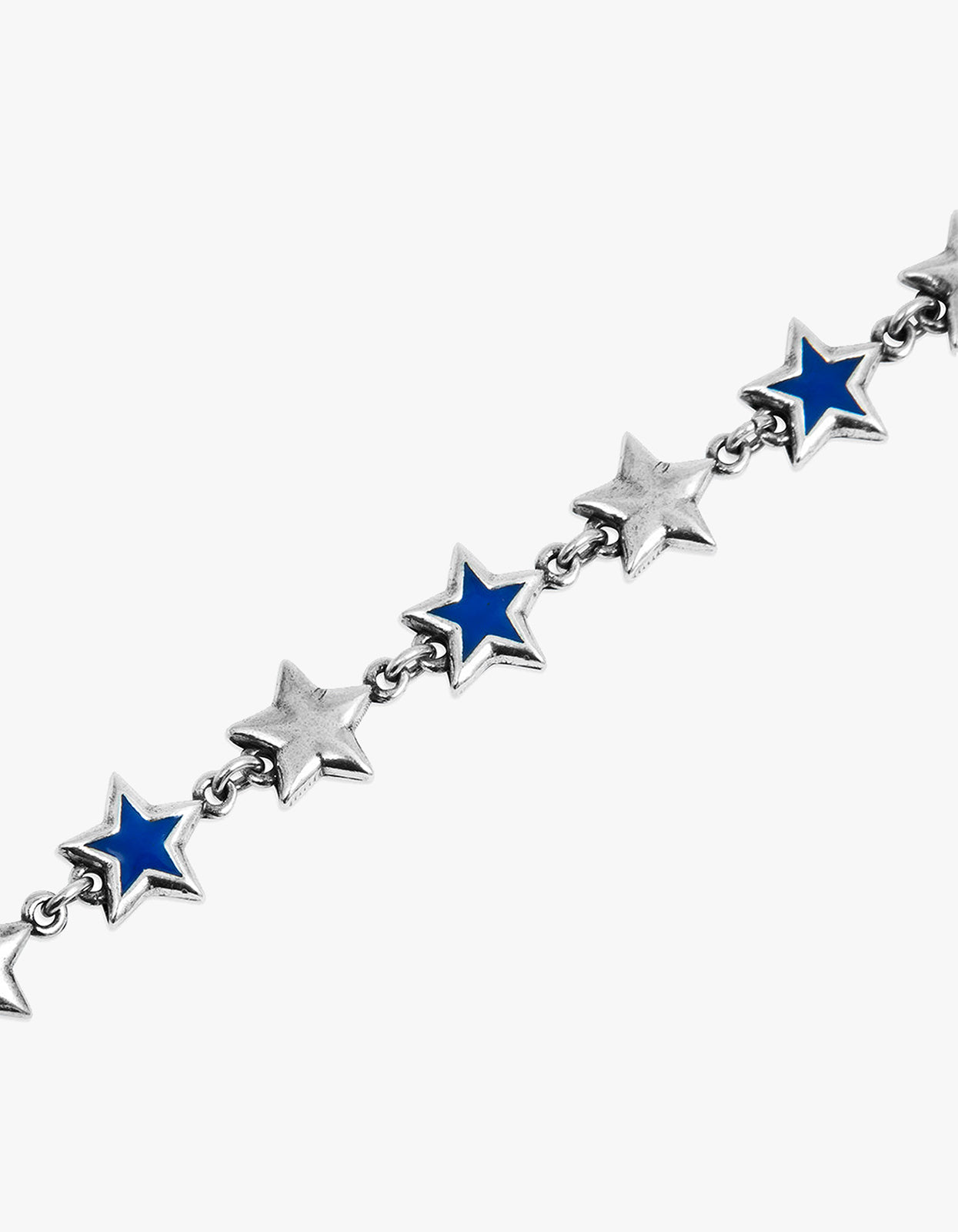 Blue Enameled Stars Bracelet - Silver